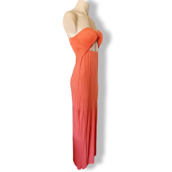 Y2k, orange, strapless cut-out front maxi dress UK 8 fits AU 8, 10, 12, 14 NWOT - Picture 2 of 7